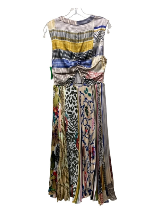 Geisha Design Size S Multi Polyester Pleated Abstract Sleeveless V Neck Dress Multi / S