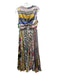 Geisha Design Size S Multi Polyester Pleated Abstract Sleeveless V Neck Dress Multi / S