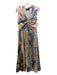 Geisha Design Size S Multi Polyester Pleated Abstract Sleeveless V Neck Dress Multi / S