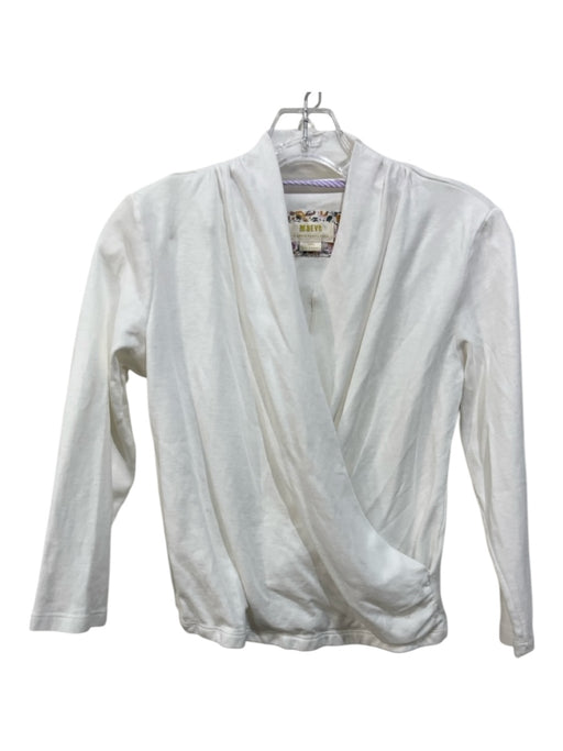 Maeve Size S White Cotton Surplice Long Sleeve Top White / S