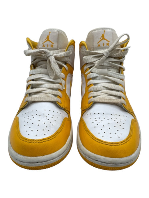 Air Jordan Shoe Size 9 Yellow & White Leather High Rise Sneaker Lace Up Sneakers Yellow & White / 9