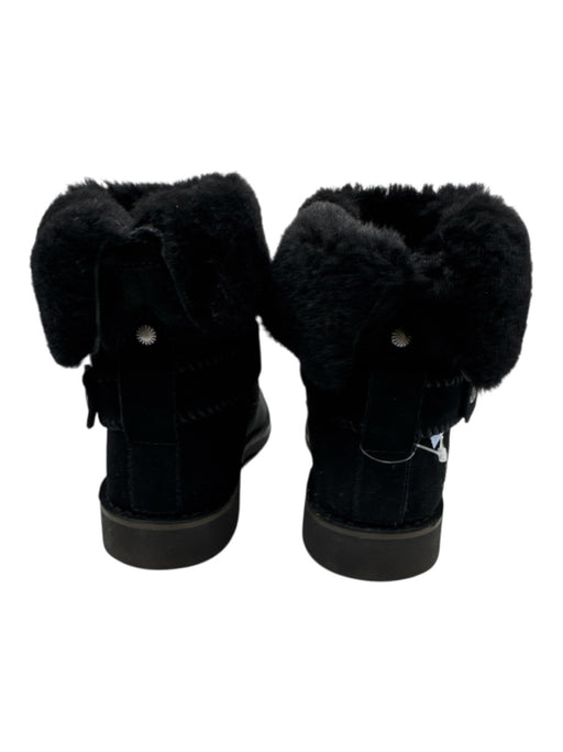 Ugg Shoe Size 10 Black Suede Faux Shearling Whipstitch Ankle Booties Black / 10