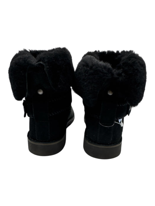 Ugg Shoe Size 10 Black Suede Faux Shearling Whipstitch Ankle Booties Black / 10