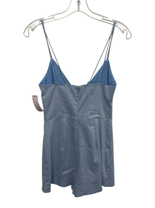 Lovers and Friends Size XS Blue Cotton Blend V Neck Zip & Hook Closure Romper Blue / XS
