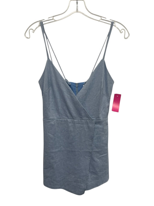 Lovers and Friends Size XS Blue Cotton Blend V Neck Zip & Hook Closure Romper Blue / XS