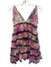 Rococo Sand Size XS Pink & Multi Viscose V Neck Lace Detail Tie Shoulders Dress Pink & Multi / XS