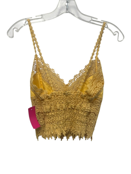 Charo Ruiz Ibiza Size S Yellow No Fabric Tag Lace Sweetheart Neckline Crop Top Yellow / S