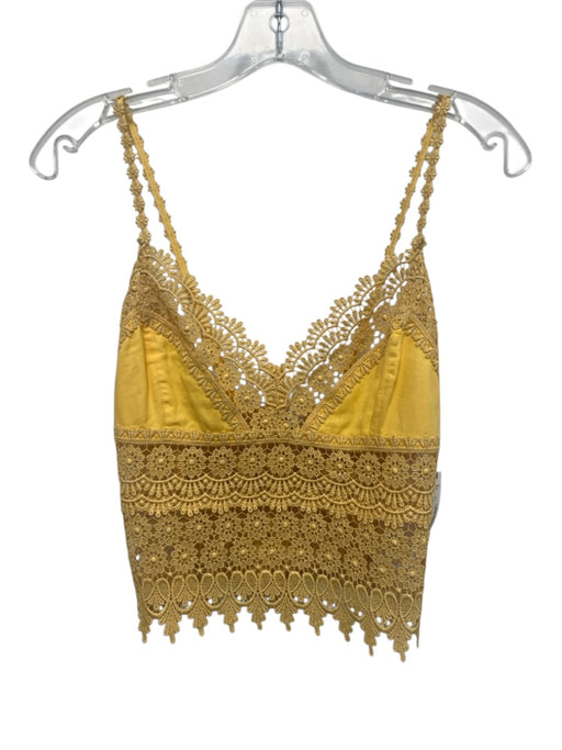 Charo Ruiz Ibiza Size S Yellow No Fabric Tag Lace Sweetheart Neckline Crop Top Yellow / S