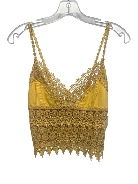 Charo Ruiz Ibiza Size S Yellow No Fabric Tag Lace Sweetheart Neckline Crop Top Yellow / S