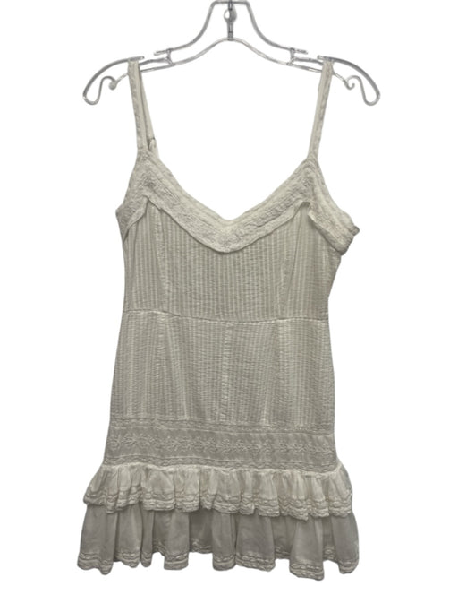 Loveshackfancy Size 00 White Cotton Adjustable Strap Ruffles Lace Dress White / 00
