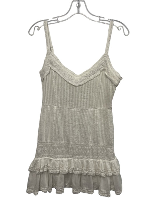 Loveshackfancy Size 00 White Cotton Adjustable Strap Ruffles Lace Dress White / 00