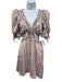 For Love & Lemons Size XS Pink & Multi Polyester V Neck Floral gold accent Dress Pink & Multi / XS