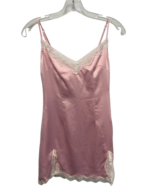 Lovers and Friends Size XS Pink & White Polyester Lace Trim Satin Mini Dress Pink & White / XS