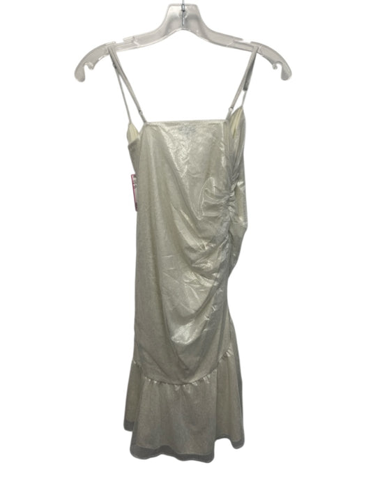 NBD Size XS Silver Polyester Adjustable Strap Metallic Knee Length Dress Silver / XS