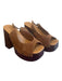 Schutz Shoe Size 7.5 Brown Suede & Wood Slingbacks Open Toe Platform Shoes Brown / 7.5
