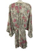 Zadig & Voltaire Size L Cream White, Pink & Green Silk Floral V Neck Dress Cream White, Pink & Green / L