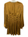 Maje Size 36 Dark Yellow Polyester Gathered Long Balloon Sleeve V Neck Dress Dark Yellow / 36