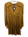 Maje Size 36 Dark Yellow Polyester Gathered Long Balloon Sleeve V Neck Dress Dark Yellow / 36