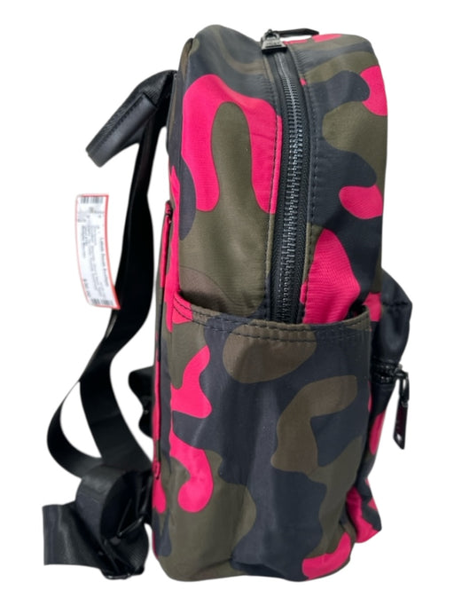 Badgley Mischka Magneta, Olive & Black Nylon Camo Zip Close Pockets Backpack Magneta, Olive & Black