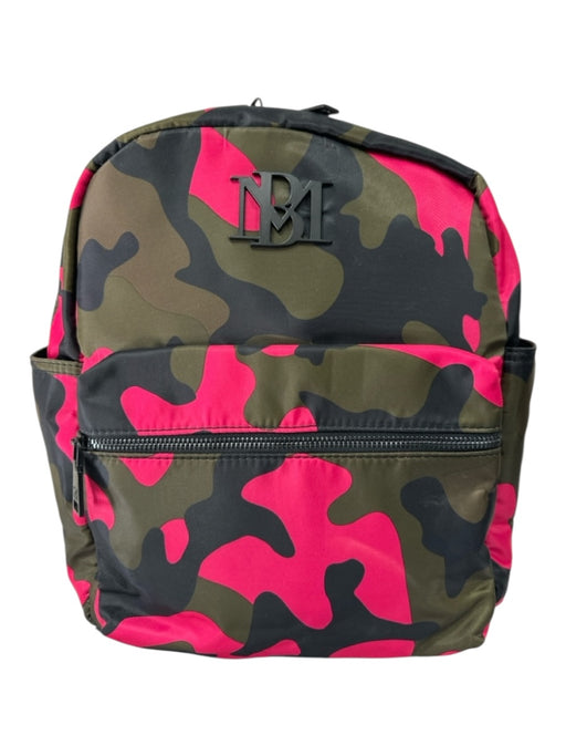 Badgley Mischka Magneta, Olive & Black Nylon Camo Zip Close Pockets Backpack Magneta, Olive & Black
