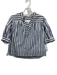 Anthropologie Size XXSP White & Chambray Cotton Striped Split V neckline Top White & Chambray / XXSP