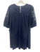 Pomander Place Size S Navy & white Cotton Floral Embroidery Short Sleeve Dress Navy & white / S