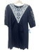 Pomander Place Size S Navy & white Cotton Floral Embroidery Short Sleeve Dress Navy & white / S