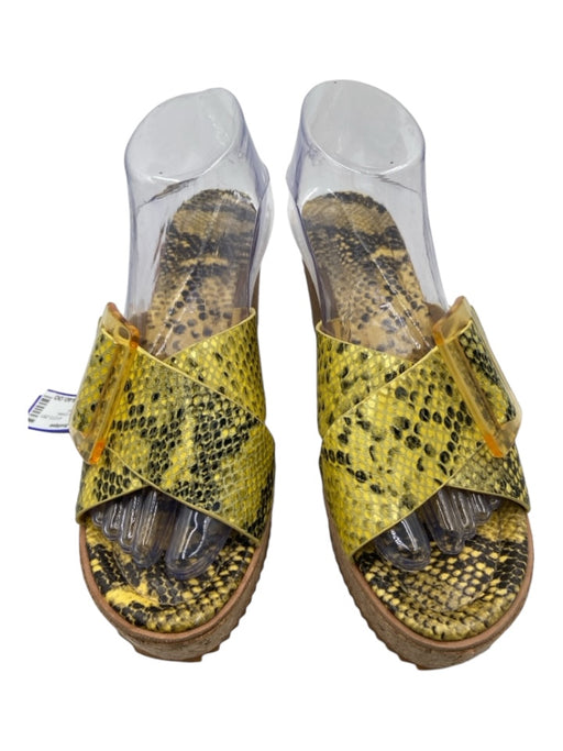 Donald J Pliner Shoe Size 8 Neon Yellow Leather Criss Cross Snakeskin Sandals Neon Yellow / 8