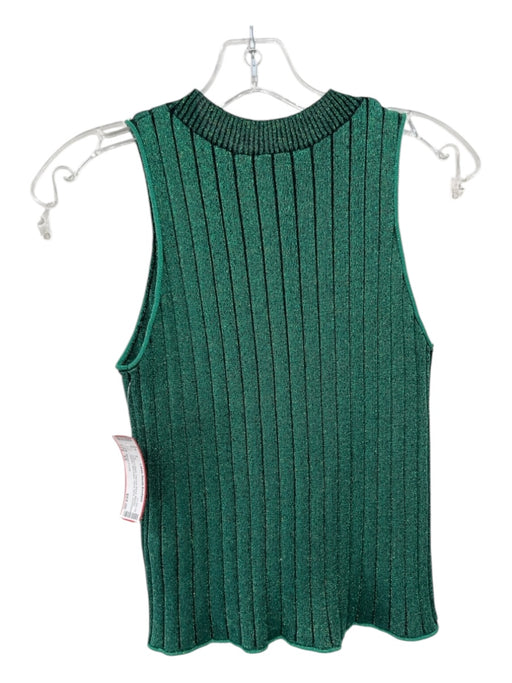 Bimba Y Lola Size XS Green & Black Viscose Blend Metallic Ribbed Sleeveless Top Green & Black / XS