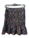 Saloni Size 2 Black & Multi Polyester Floral Pleated Back Zip Ruffle Hem Skirt Black & Multi / 2