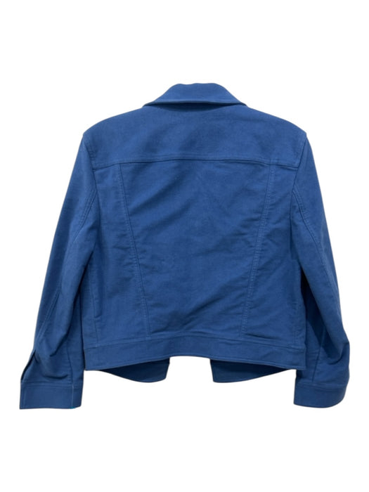 Theory Size M Blue Cotton Blend Twill Lapel Open Front Crop Jacket Blue / M