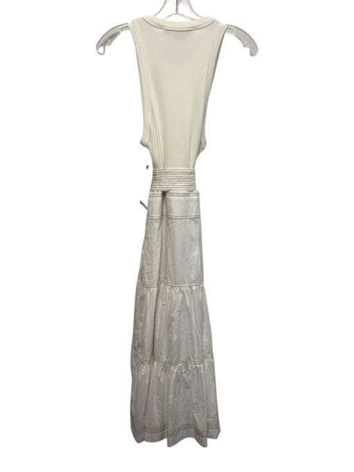 Veronica Beard Jeans Size XS White Pima Cotton Sleeveless Knit Tiered Midi Dress White / XS