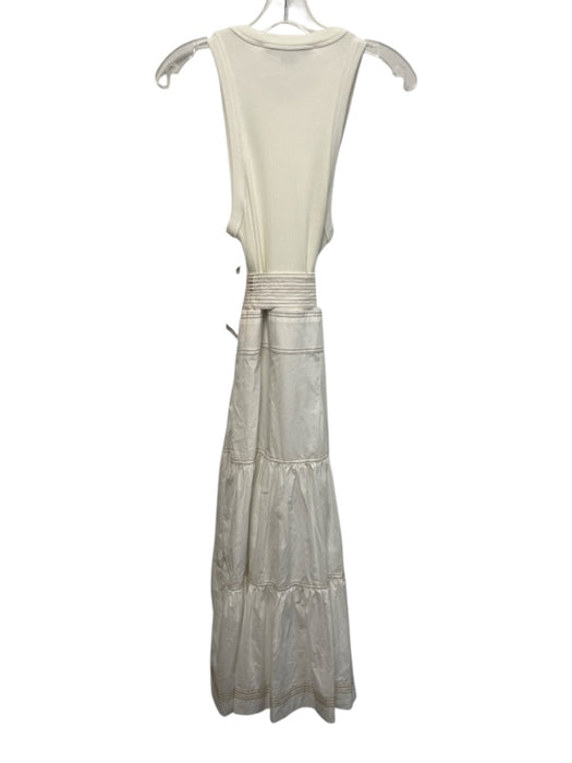 Veronica Beard Jeans Size XS White Pima Cotton Sleeveless Knit Tiered Midi Dress White / XS