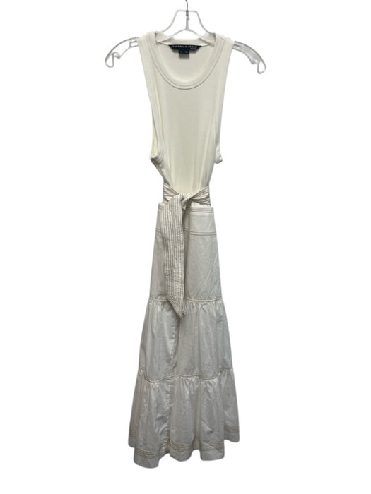 Veronica Beard Jeans Size XS White Pima Cotton Sleeveless Knit Tiered Midi Dress White / XS