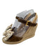 Prada Shoe Size 38.5 Beige & Brown Suede & Canvas Espadrille Bow Detail Wedges Beige & Brown / 38.5