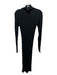 COS Size XS Black Cotton Ribbed Knit Long Sleeve Mock Neck Leg Slit Dress Black / XS