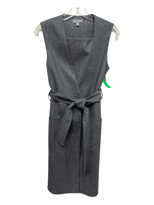 COS Size 4 Gray Wool & Nylon Sleeveless Button Up Pockets Sash Included Coat Gray / 4