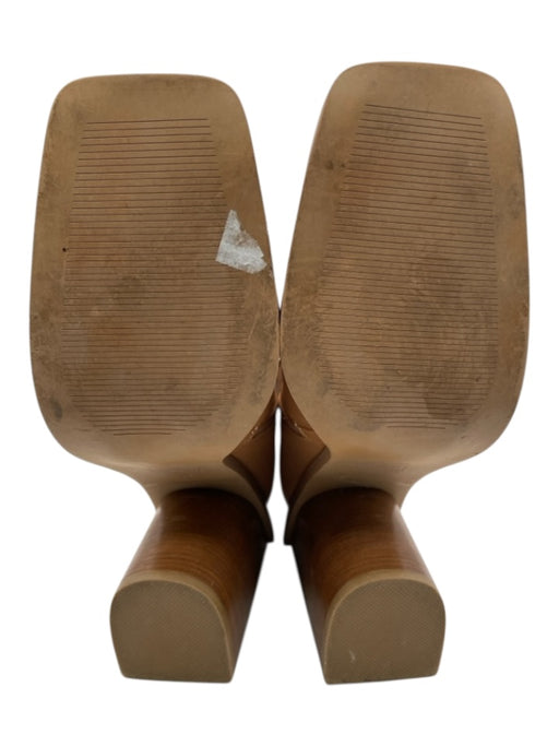 Alias Mae Shoe Size 37 Brown Leather Stacked Heel Square Toe Side Zip Booties Brown / 37