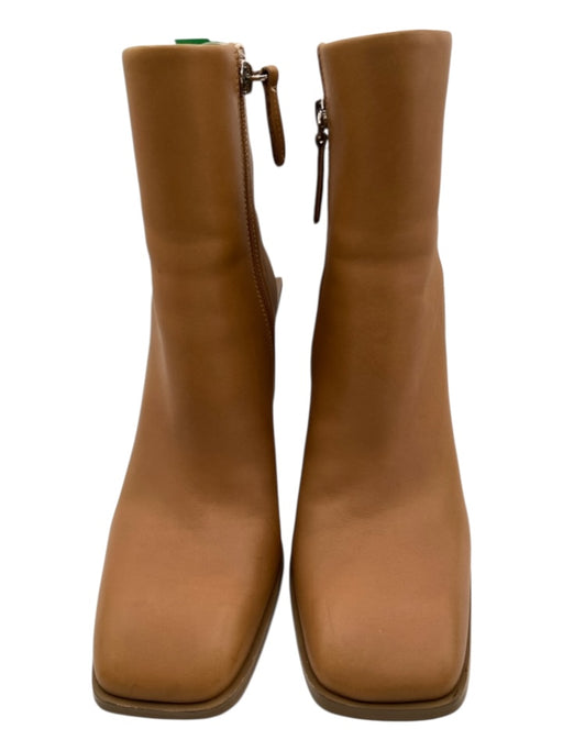 Alias Mae Shoe Size 37 Brown Leather Stacked Heel Square Toe Side Zip Booties Brown / 37