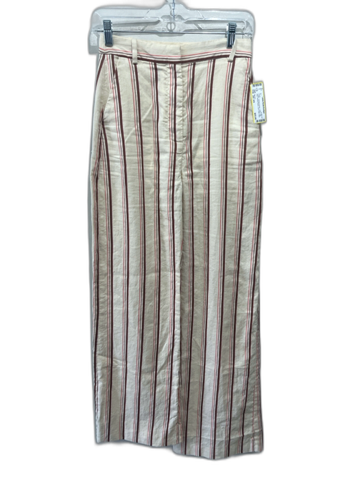 Sezane Size 34 / XS Cream, Orange & Brown Cotton High Rise Zip & Hook Pants Cream, Orange & Brown / 34 / XS