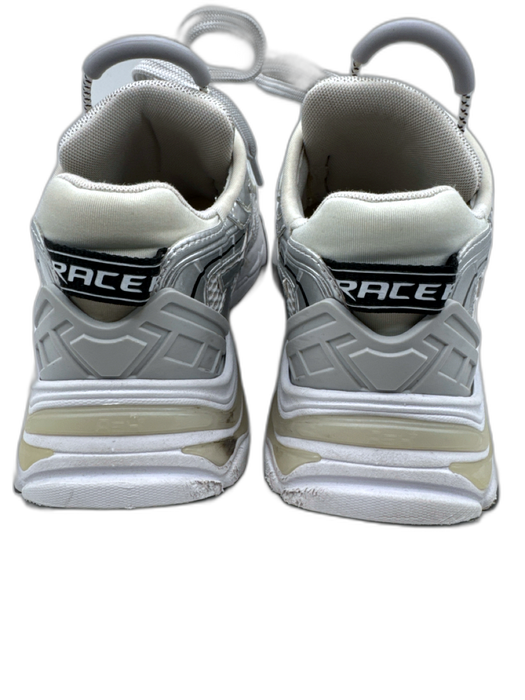 Ash Shoe Size 8 Silver & White Synthetic Knit Lace Up Rubber Detail Sneakers Silver & White / 8