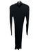 COS Size XS Black Cotton Ribbed Knit Long Sleeve Mock Neck Leg Slit Dress Black / XS