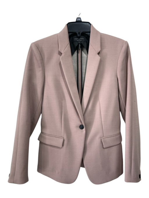 Rag & Bone Size 0 Mauve Pink Poly Blend 1 Button Blazer Faux Pocket Jacket Mauve Pink / 0