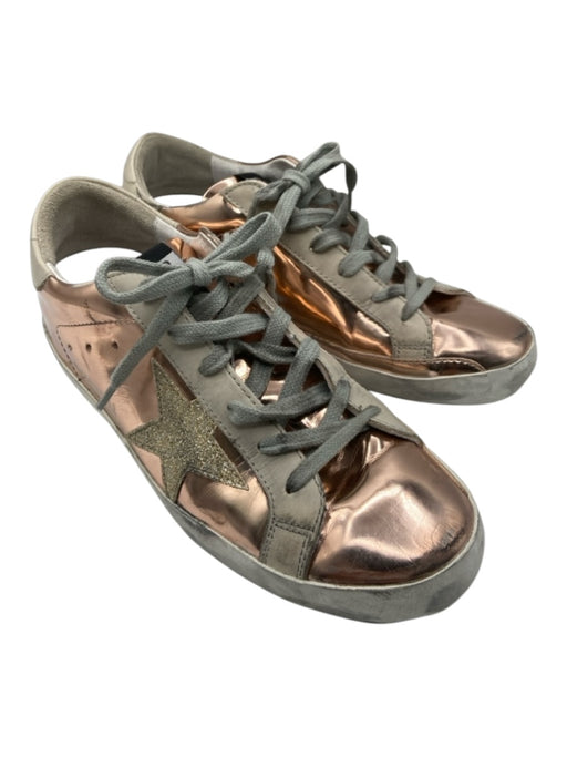 Golden Goose Shoe Size 37 Copper & Beige Leather metalic Star Low Top Sneakers Copper & Beige / 37