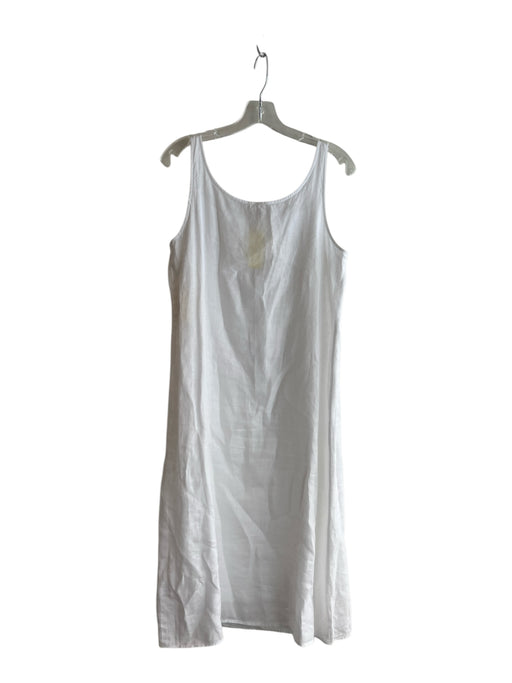 Eileen Fisher Size S White 100% Linen Scoop Neck Sleeveless Pullover Midi Dress White / S