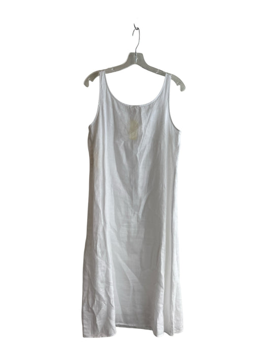 Eileen Fisher Size S White 100% Linen Scoop Neck Sleeveless Pullover Midi Dress White / S