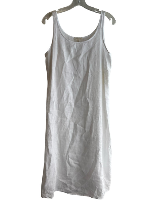 Eileen Fisher Size S White 100% Linen Scoop Neck Sleeveless Pullover Midi Dress White / S