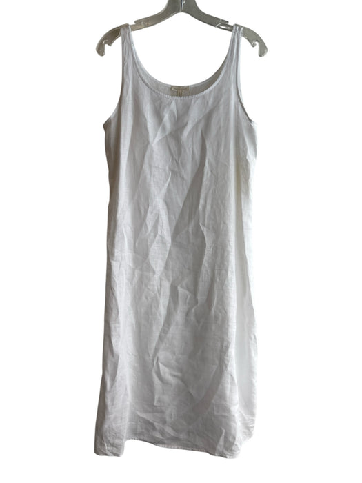 Eileen Fisher Size S White 100% Linen Scoop Neck Sleeveless Pullover Midi Dress White / S