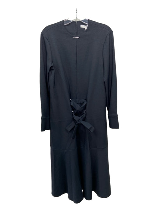 Tibi Size 2 Black Polyester Keyhole lace up Long Sleeve Paneled Dress Black / 2