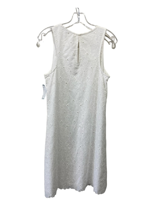 W by Worth Size Medium White Cotton Blend Sleeveless Eyelet Scallop Hem Dress White / Medium